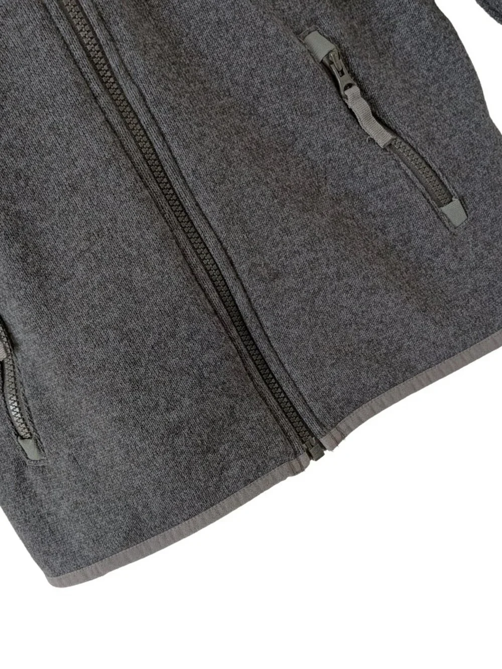 Lands' End Sweater/Fleece Jacket, Full-Zip w/Hood, Gray Heather, Boy's 10-12 (M)